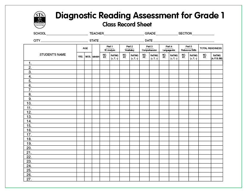 Scholastic Testing Service Inc Diagnostic Reading Assessment